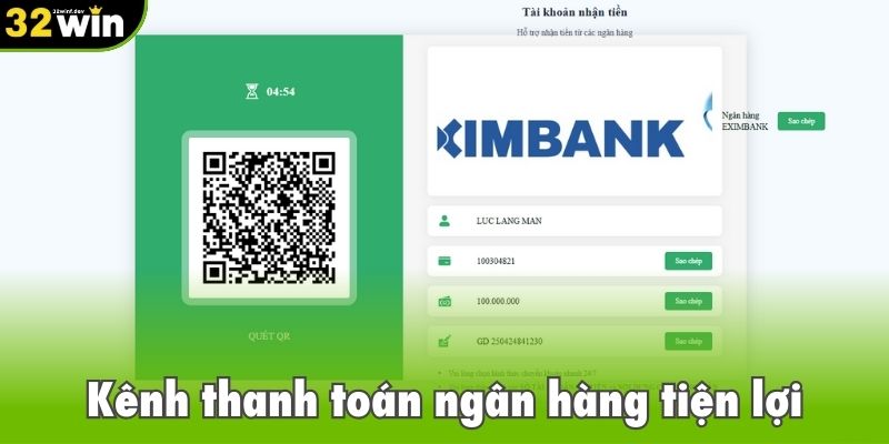 Kênh thanh toán ngân hàng tiện lợi